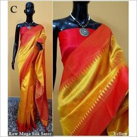New Fancy Raw Muga Silk Saree - Raw Silk, Length 5.5 Mtr, Blouse Length 0.8 Mtr | Versatile For All Seasons, Ideal For Traditional Wear