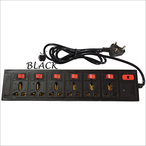 Black Socket Extension Board - 6x3 Pin, 120-220 Volt Surge Protector with Switch, Lightweight and Efficient Design