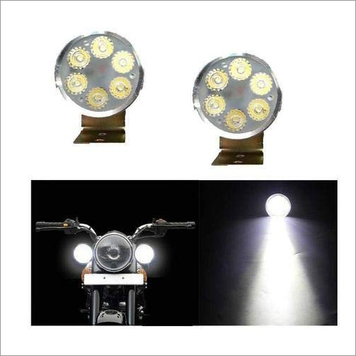 Pvc 6-Led Round Spot Beam Led Bike Aux Lights White Set Of 2