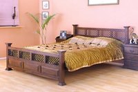 Solid Wooden Bed With Jali
