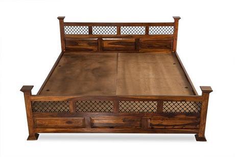 Solid Wooden Bed With Jali