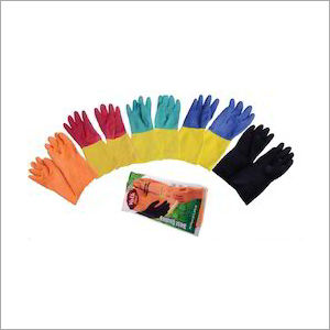 Volk Plus House Hold Flock Lined Rubber Hand Gloves