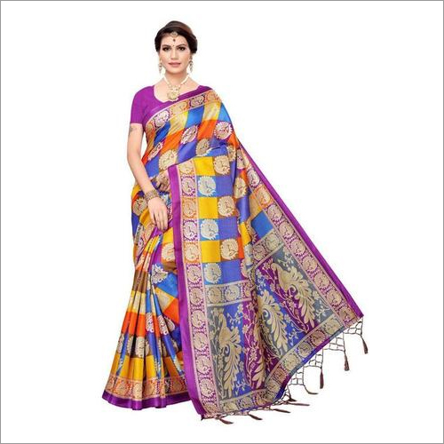 Kalamkari Silk Saree With Jhalar