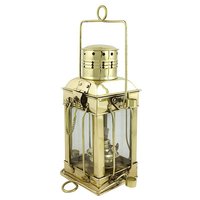 Brass / Glass Cargo Lamp Oil Lamp - 12.5 Inches, Golden, Round | Handmade, Hanging Indoor Decorative Lantern
