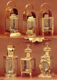 Cabin Lantern Brass / Glass Oil Lamp Set