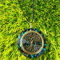 Orgone Black Tourmaline Turquoise Pendant - Round, Solid Structure, Polished Finish | Various Sizes Available For Anniversary, Engagement, Gift, Party