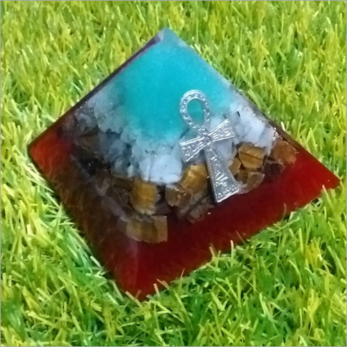 Orgone White Moon Stone With Tiger Pyramid