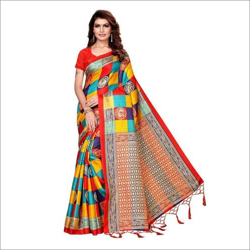 Fancy Ladies Wear kalamkari Silk saree