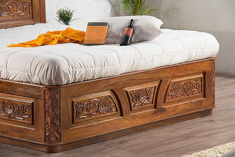 Solid Wood Bed Carving Star