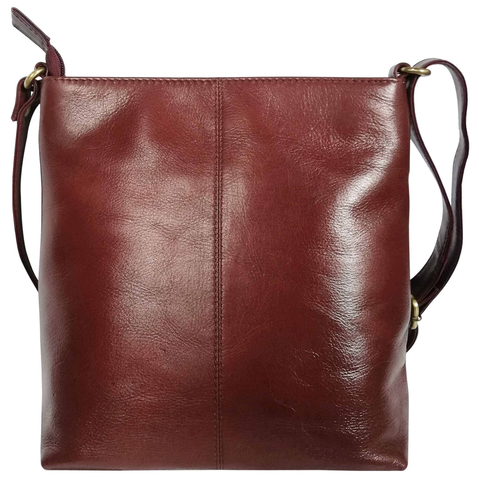 Women Leather Triple Zipper Sling Crossbody Shoulder Bag