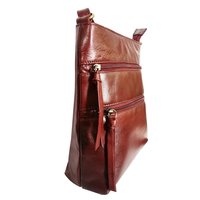 Women Leather Triple Zipper Sling Crossbody Shoulder Bag