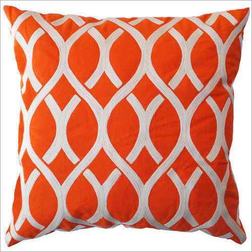 Orange Embroidered Cushion Cover