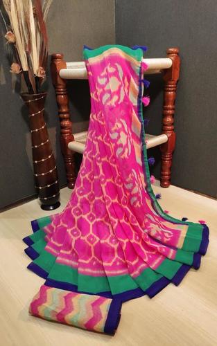 Ladies Printed Linen Silk Saree