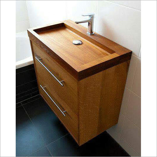 Brown Wooden Wash Basin With Cabinet