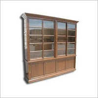 Brown Wooden Bookcase With Glass Door