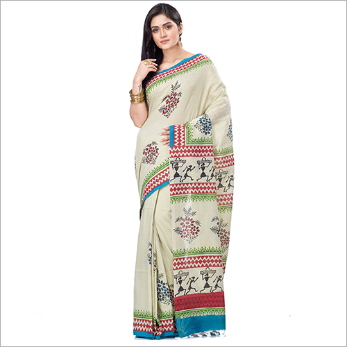 Available In Different Colors Ladies Soft Cotton Block Pint Saree