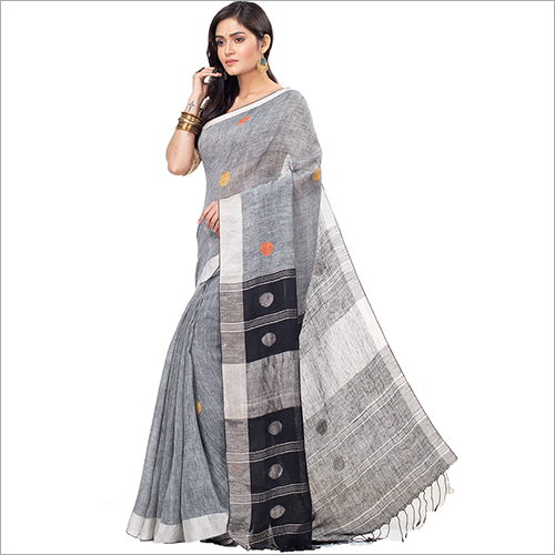 Available In Different Colors Ladies Soft Linen Saree