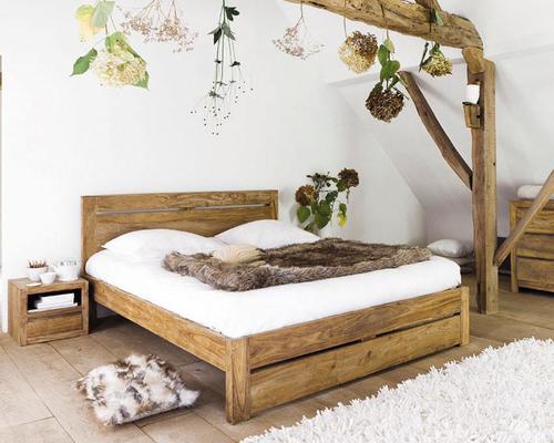 Solid Wooden Bed with Double Trolley
