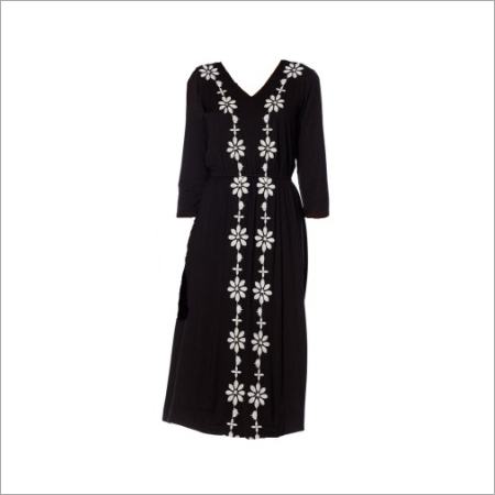 Black Emb Knit Maxi Dress