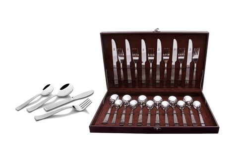 Silver Shapes Aero Satin Cutlery Set With Gift Box 24 Pcs