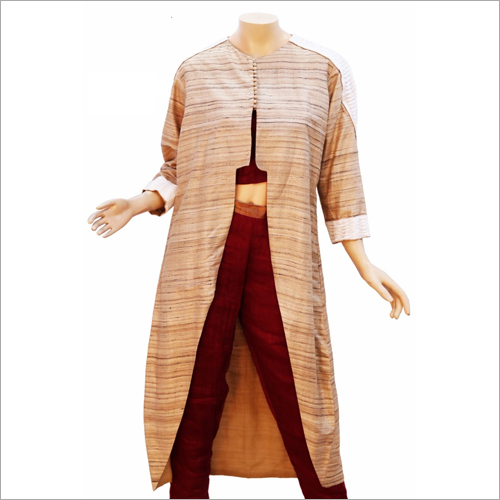 Ladies Slit Cut Kurta - Khadi Cotton Blend, Multicolor | Full Sleeves, Quick Dry, No Fade, Washable, Suitable for All Seasons