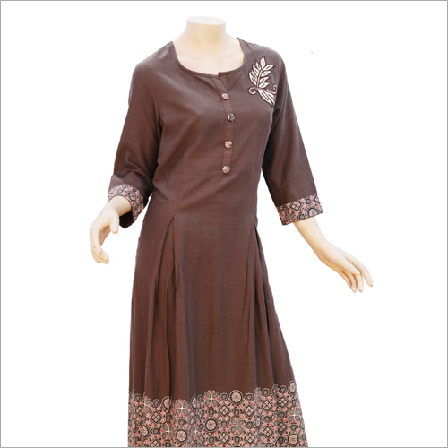 Ladies Fancy Kurti - Pure Khadi & Munga Silk Long Sleeve Embroidered | Multi-Color Quick Dry Washable Ethnic & Party Wear for All Seasons