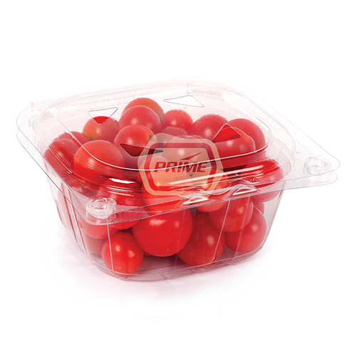 Fruit Packaging Plastic Punnet Box - PET Material 115L x 115W x 55H mm Transparent Color | Air Holes for Enhanced Freshness and Storage