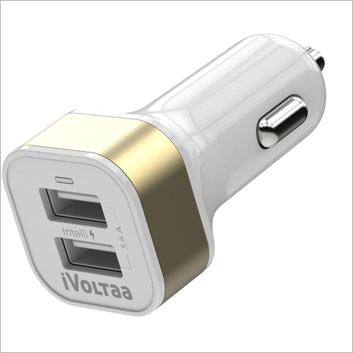 3.4A White Dual Port Car Charger
