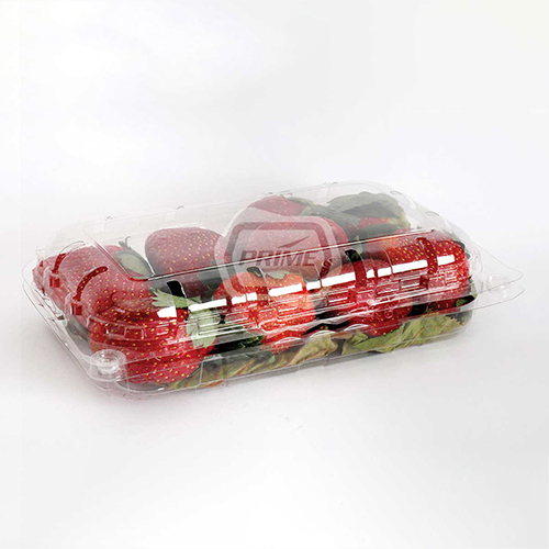Strawberry Packaging Punnet - r-PET Material, 190L x 115W x 43H mm Dimensions, Transparent Design | Designed for Fresh Fruit and Vegetable Safety, Increases Shelf Life