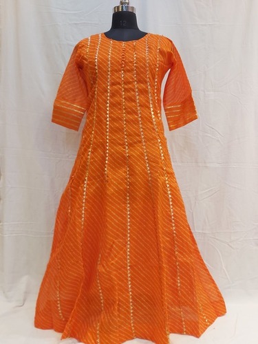 Kota Doriya Lehriya Anarkali Gown Bust Size: 40 Inch (In)