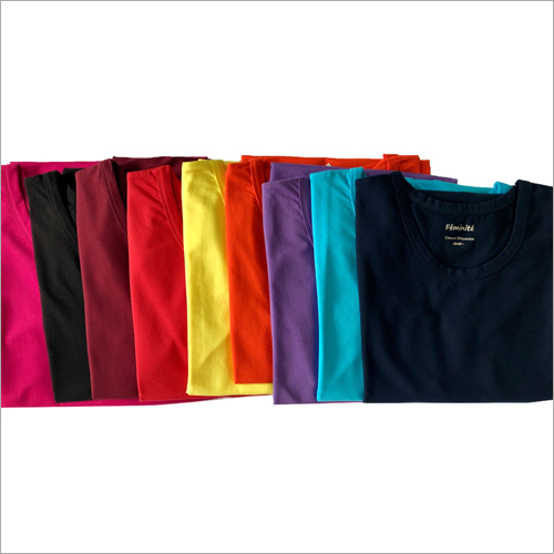 Ladies Round Neck T-Shirt - Cotton, Sizes: S, M, L, XL, Multicolor, O-Neck, Short Sleeves, Plain Design | Ideal for Everyday Wear and Casual Outings