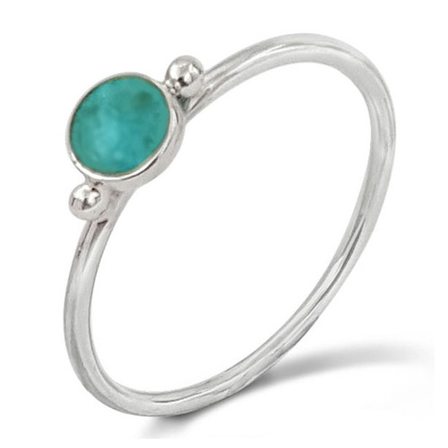 Round Turquoise 925 Silver Ring