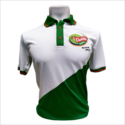 White & Green Mens Sports T-Shirt