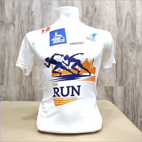 Mens Round Neck Printed T-Shirt - Cotton Blend, White Color | Multi-Colored Custom Print with Your Logo and Name, Short Sleeves, Perfect for Branding