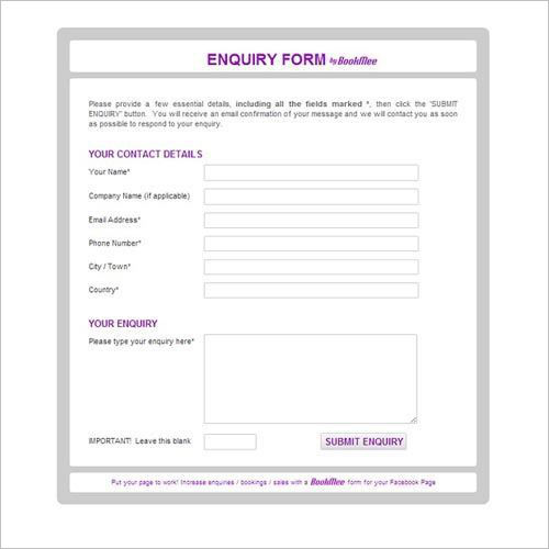 General Inquiry Form By Impero Prints