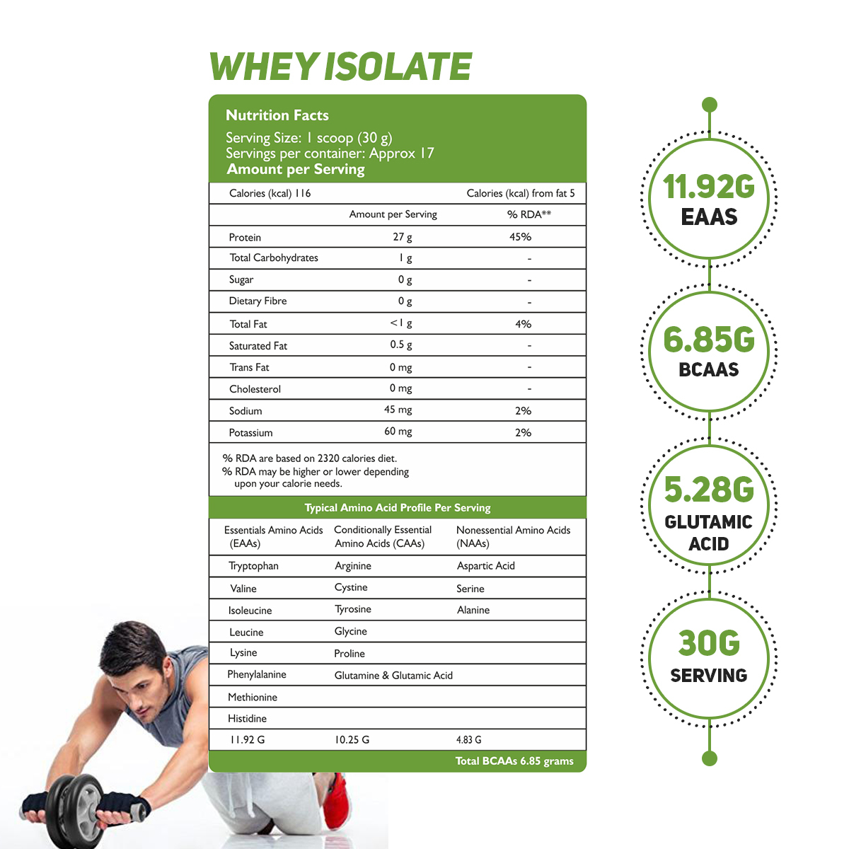 HealthOxide Whey Protein Isolate (Raw & Unflavored / 27 G Protein per Serving) 500 Gm