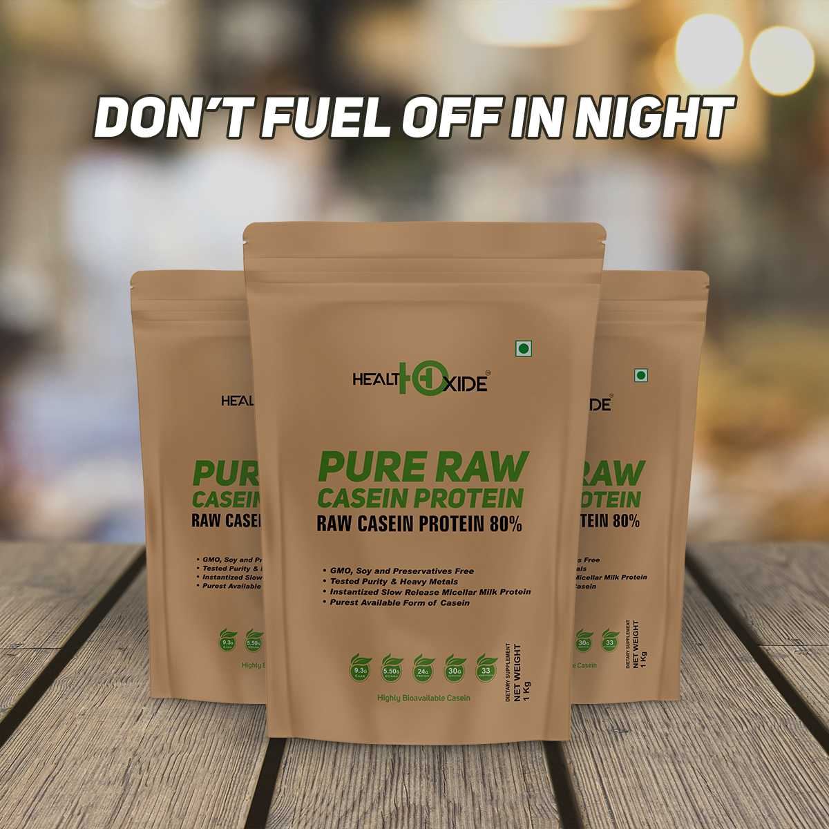 Health Oxide Pure Raw Micellar Casein Protein 80% (Raw & Unflavored / 24 G Protein Per Serving) - 1 kg