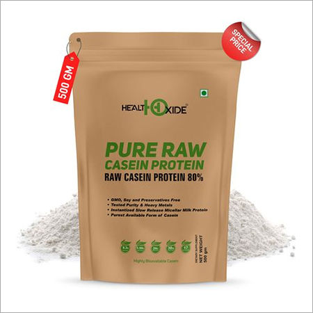 Healthoxide Pure Raw Micellar Casein Protein 80% (Raw & Unflavored / 24 G Protein Per Serving) - 500 Gm Dosage Form: Powder