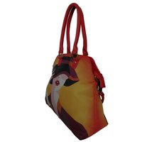 New Hand Painted Leather Shoulder Handbag Design Lady In Hat