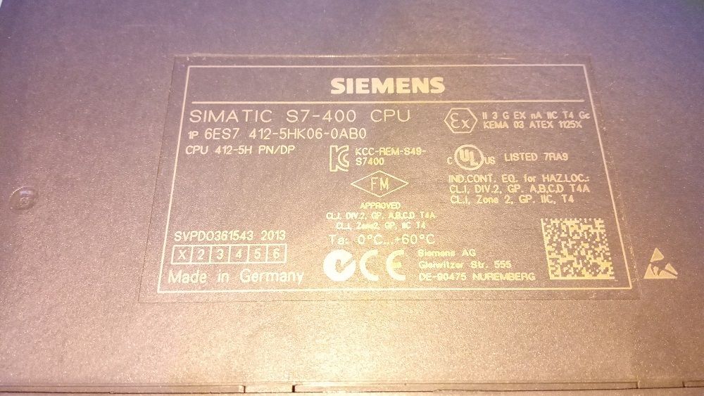 SIEMENS SIMATIC S7 400 CPU 6ES7 412-5HK06-0AB0