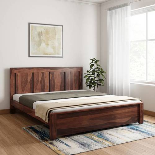 Solid Wooden Bed Chrome