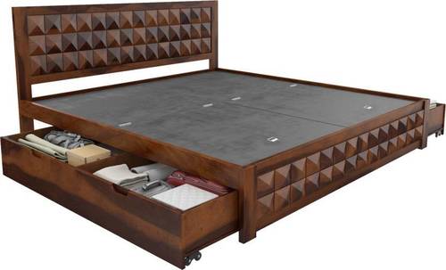 Solid Wood Wooden Bed Diamond with two Trolley
