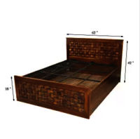 Solid Wood Double Bed Hydraulic Storage