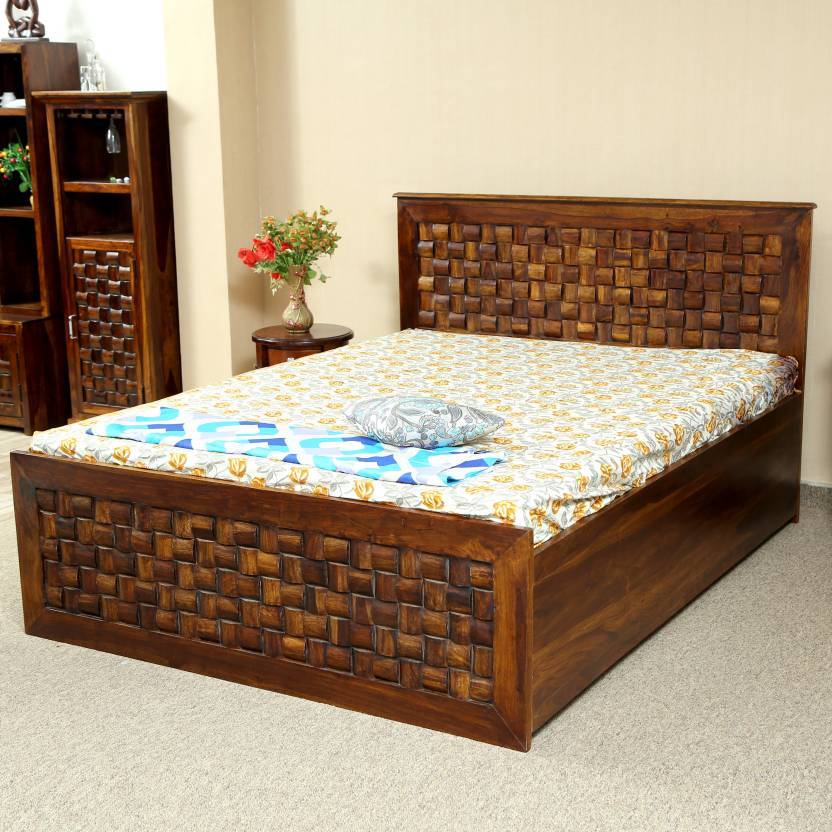 Solid Wood Double Bed Hydraulic Storage