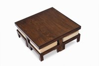 Solid wood Coffee table set with stool