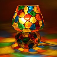 Decent Glass Multi Color Hand Painted Table Lamp
