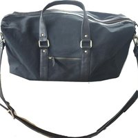 Black Canvas  Duffle Bag With Leather Trims
