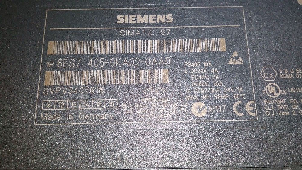 SIEMENS SIMATIC S7 400 MODULE 6ES7 405-0KA02-0AA0