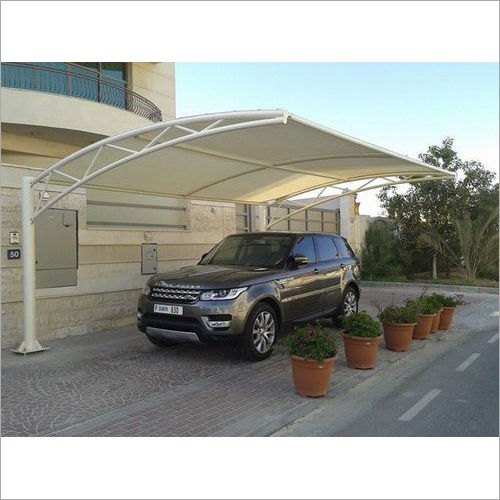 White Car Park Shade Awning Fabric