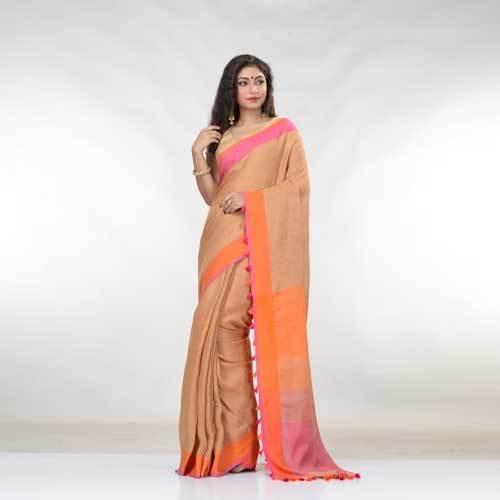 Available In Different Colors Ladies Linen Silk Saree
